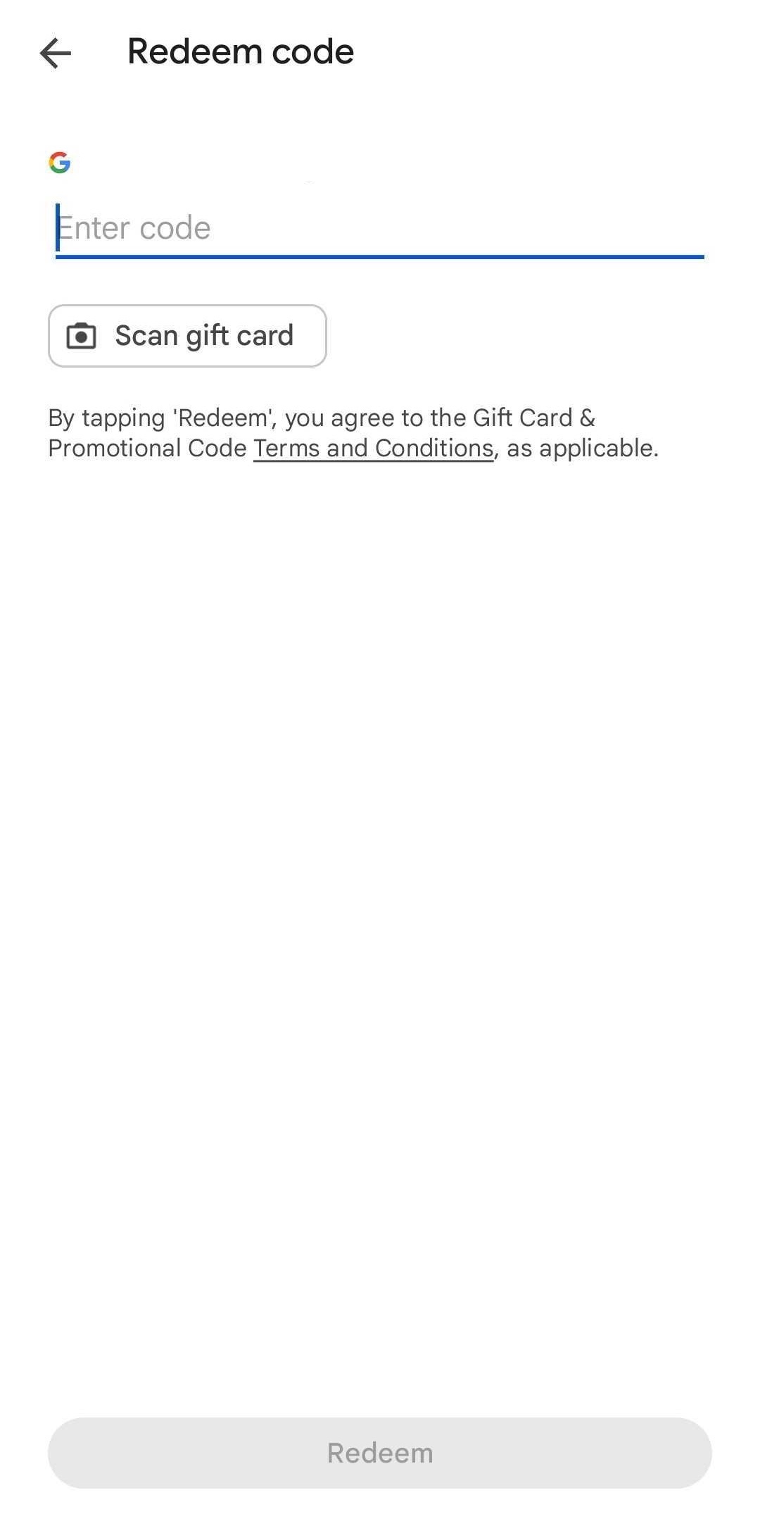Android step 4: Enter and redeem